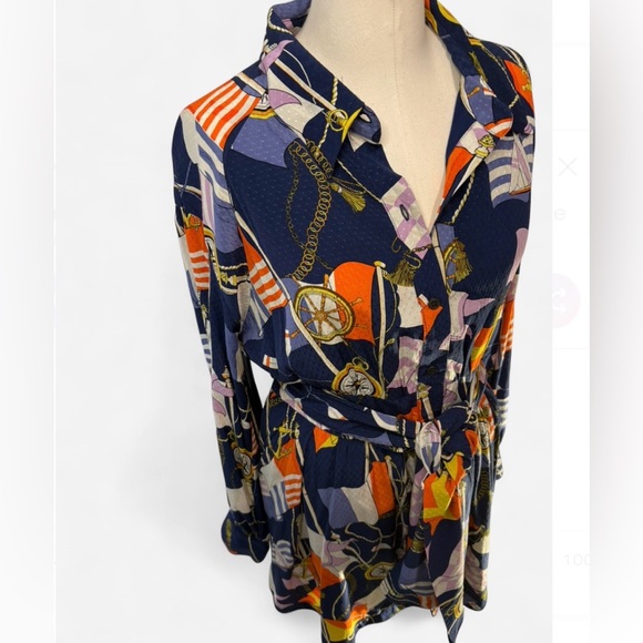 Maeve By Anthropologie Nautical Shirt Dress Mini  Womens XL
Navy gold Belt tie - Picture 3 of 15